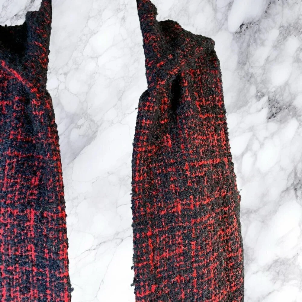 BCBGeneration Gigi Boucle Tweed Vest in Red/Black Combo